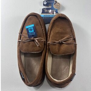 Isotoner Signature Mens XXL 13-14 Cognac‎ Memory Foam Moccasin Slippers NEW